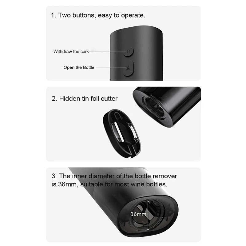 XIAOMI MIJIA Electric Bottle Opener for Red Wine Foil Cutter Automatic Red Wine Bottle Cap Openers Kitchen Accessories Gadgets