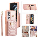 Crossbody Lanyard Phone Case for Samsung Galaxy Z Fold 5 4 3 5G Fold4 Fold3 Folio Wrist Strap Leather Card Holder Wallet Cover