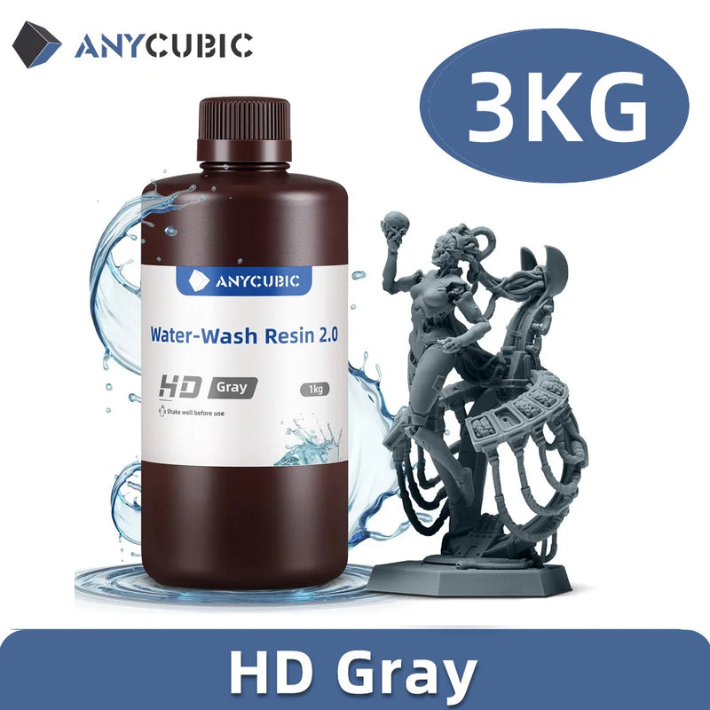 ANYCUBIC Water-Wash Resin 3kg High Precision Low Odor Low Viscosity 3D Printing Standard Photopolymer For LCD 3D Printer
