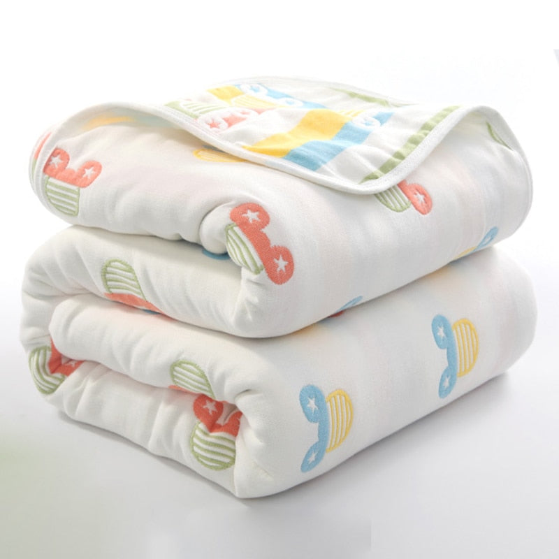 90*100cm Soft Breathable Cotton Baby Blanket for Newborn 6 Layers Muslin Gauze Growth Baby Quilt Newborn Baby Bath Swaddle Wrap