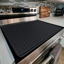 Premium 28"X20" Silicone Stove Top Cover Mat Heat Resistant Glass Cooktop Protector Multi Purpose Black Pad For RV Range Dish Drying Under Sink Pet Feeding Kitchen Storage Ideal Housewarming Gift