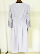 Modphy 2026 New arrivals Spring Fashion Heavy Industry Beaded Diamond Slim Midi Dress Women's Half Sleeve Female Vestidos