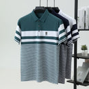 High quality fashion striped short sleeve polo shirt men's luxury brand embossed design summer new breathable T-shirt golf top