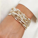Vlen Stackable Pearl Bracelet for Women Trendy Summer Jewelry Gold Color Ball Beads Strand Pulseras Accessories