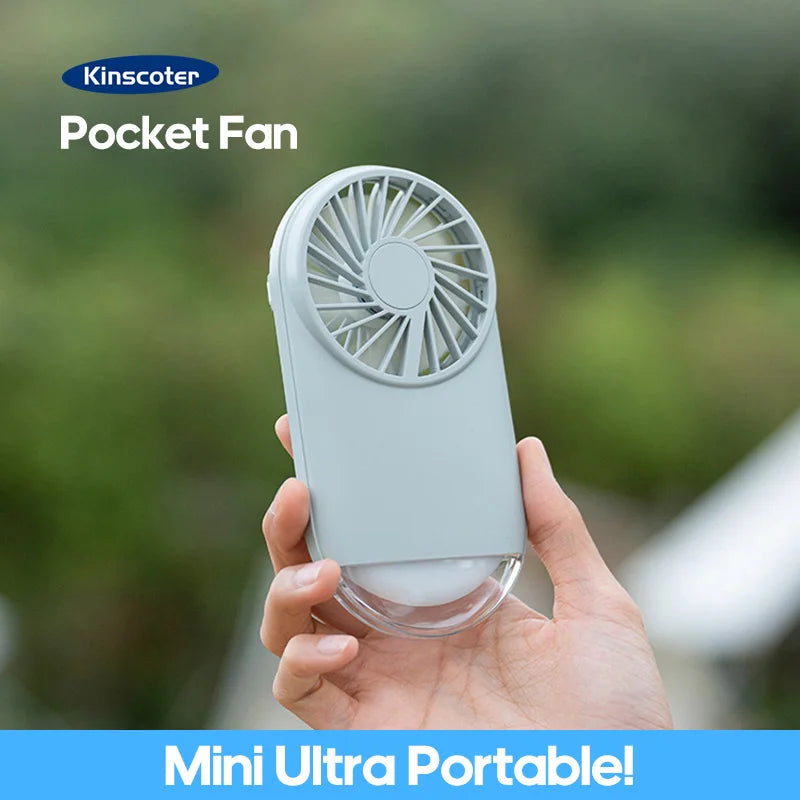 New Pocket Fan Mini Portable Fan Rechargeable USB Ultra Quiet Student Hand Held Fan Multifunctional Stand Outdoor Sports Travel