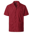 Herren Traditionelles Kubanisches Camp-Collar Guayabera Hemd Kurzarm Besticktes Mexikanisches Karibik-Stil Strandhemd mit 4 Taschen
