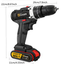 21V Cordless Drill Electric Impact Drill Rechargeable Electric Screwdriver Lithium-Ion Battery 2 Speed DIY Driver Power Tools