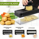 [Black Vegetable Slicer] 16-In-1 Multi-Functional Vegetable Chopper, Professional Onion Dicer, Kitchen Food Slicer And Dicer With 8 Replaceable Blades & Storage Container, Ideal Gift For Kitchen Lovers