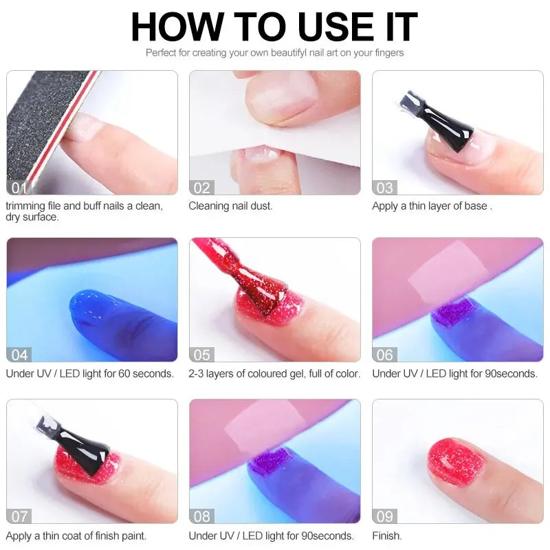 Nail Gel Kit Acrylic Nails Set With UV LED Lamp Dryer Nail Drill Color Gel Polish Kit Soak Off Manicure Tools Set