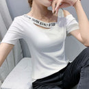 Tops Woman Short Sleeve Coquette Clothes Slim Off Shoulder Sexy T Shirt for Women Summer Outfit Plain Elegant Cheap Women's Tee