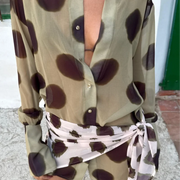 The Riva | Detachable-Scarf Polka Dot Maxi Slip Dress