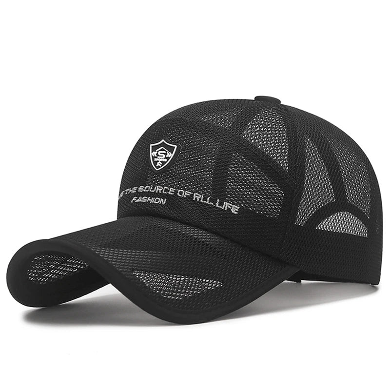 Summer Unisex Men Fishing Baseball Caps Women Breathable Full Mesh Snapback Hats Black Casual Quick Drying Sport Hats Cap