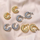 25mm Trendy Round Chunky Texture Bold Clip on Hoop Earrings Wide Metal Gold Without Piercing for Women Jewelry Wholesale 2023