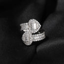 TBTK Iced Out BaguetteCZ Heart Rings Opened Bling Square Cubic Zirconia Ring  Luxury Jewelry Engagement Gift For Women