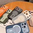 For iPhone 17 Pro Max 16 Luxury Magsafe Magnetic Holder Stand Matte Phone Case For iPhone 15 14 Plus 13 Lens Protective Cover