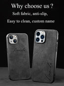 Personalise Case 15 14 Pro Max Custom Name Case For iPhone 14 13 12 11 Pro Max X XS XR 7 8 Plus SE Luxury Lambskin Leather Cover