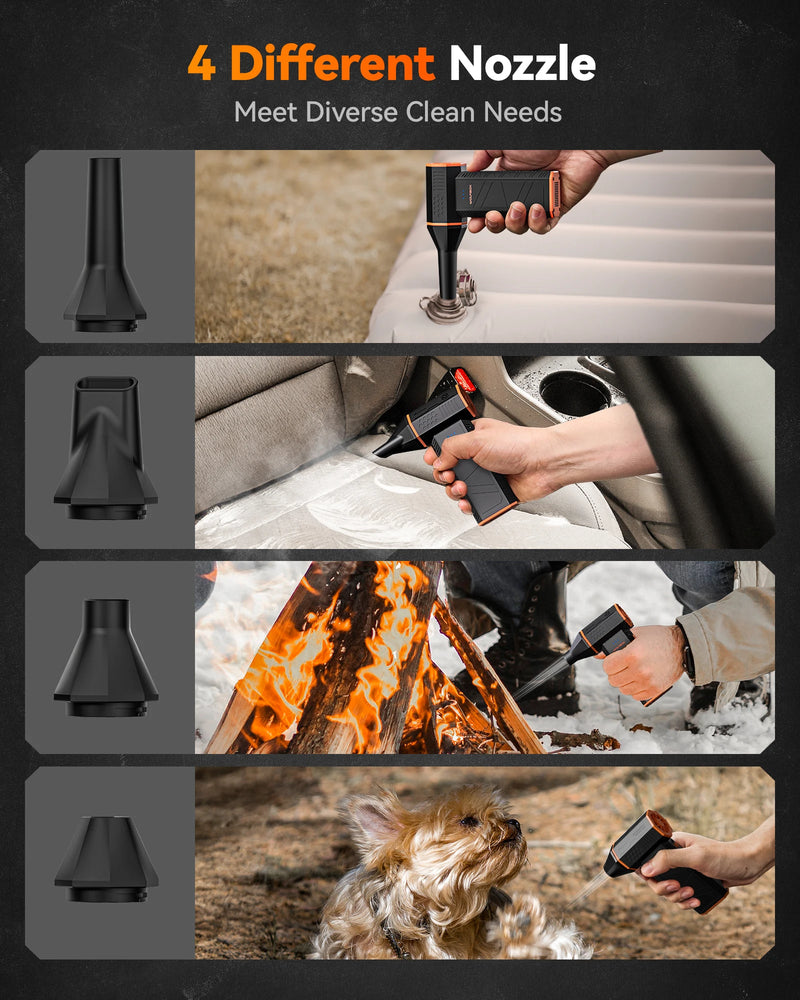 WOLFBOX MF50 Electric Air Duster Air Blower-110000RPM Super Power, Rechargeable 3-Gear Brushless Motor for Car/PC/Home/Outdoor