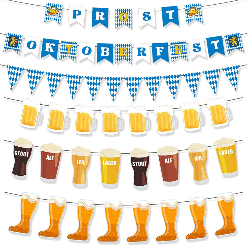 Oktoberfest Decorations Bavarian Check Flag Check Flag Oktoberfest Decorations Garland Bavarian German Party Bunting 32.8 Feet