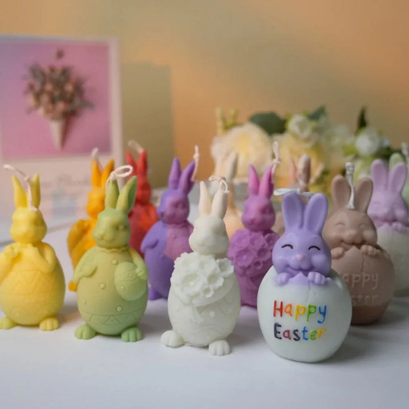 Carrot Bunny Silicone Mold for Candle Making Lily Flower Soap Rabbit Gypsum Doll Mould Easter Egg DIY Gifts Cartoon Animal Decor