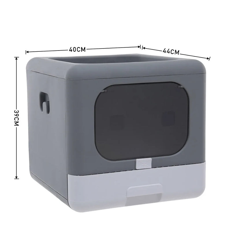 Full Enclosed Cat Toilet Litter Box in Grey