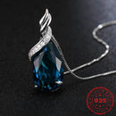 HOYON Reiner 925 Sterling Silber Schmuck Einzelner Anhänger für Halskette Collares Frauen Wassertropfen Blauer Edelstein Zirkon Bijoux Geschenke