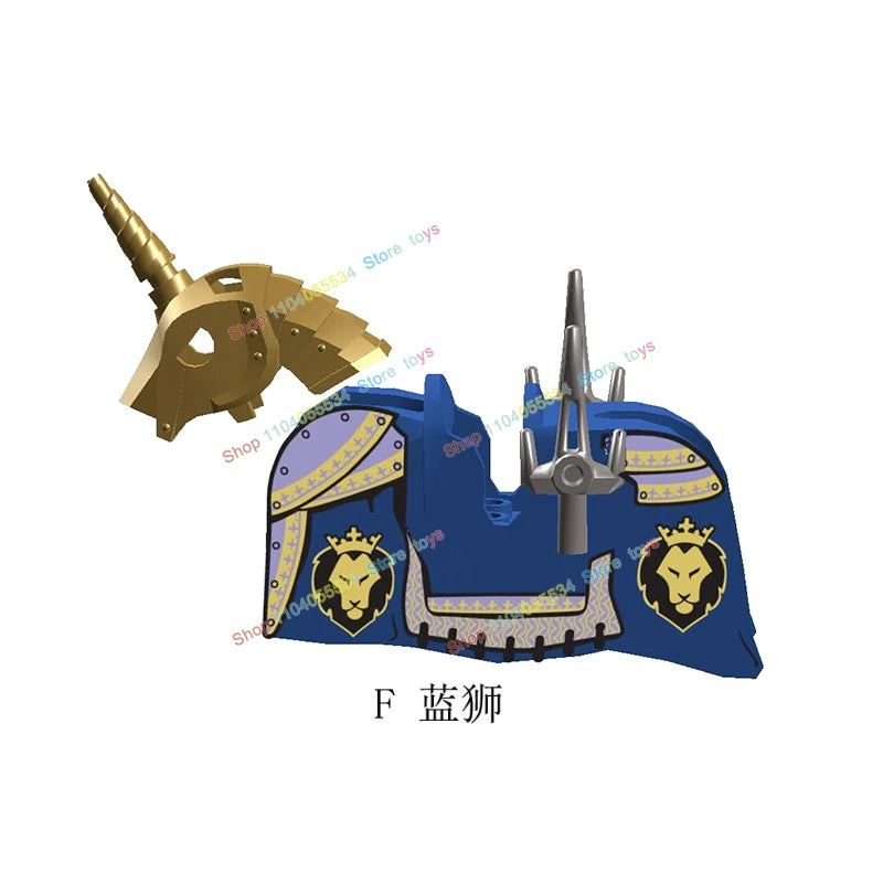 MOC Medieval Military Series Castle Roman Knight Horse Saddle Soldiers War Horses Building Block Accessories Kids Education Toy