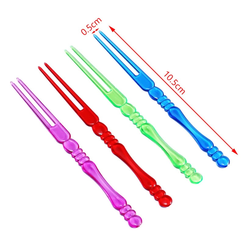 80pcs Mini Color Transparent Disposable Forks For Party BBQ Sticks Picks Skewer Set Home Dining Plastic Food Cake Fruit Fork