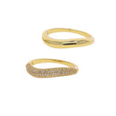 New Arrivals Gold Color Multi Layer Geometric Ring Set Pave Bling Cubic Zirconia For Women Girl's Fashion Wedding Finger Jewelry