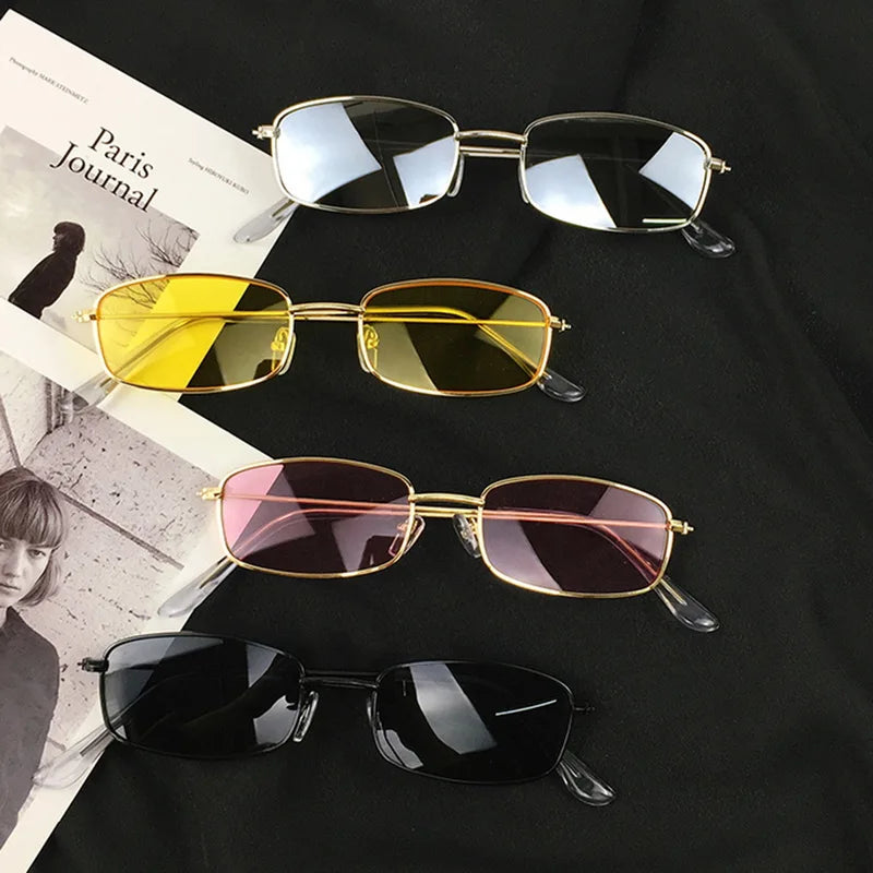 Metal Vintage Rectangle Black Sunglasses Small Oval Women Sun Glasses Men Women Brand Shades Eyewear Clear Lens Uv400 Glasses