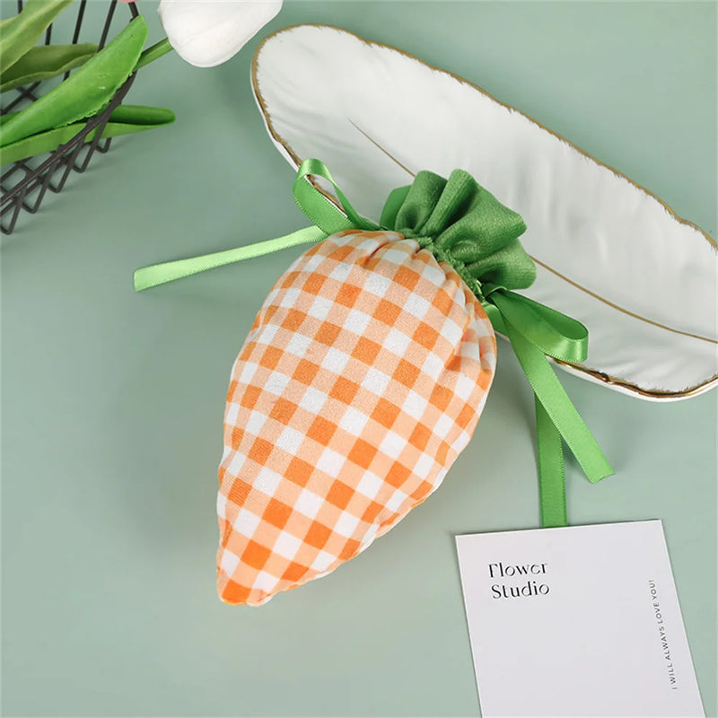1Pc/10Pcs Easter Carrot Gift Bags Velvet Carrot Drawstring Bags Easter Candy Cookie Packaging for Kids Easter Decoration 2024