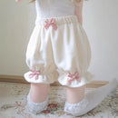 Pink JK Plush Shorts Winter Sweet Lolita Safety Short Pants Women Japanese Kawaii Ruffles Bloomers Harajuku Y2k Pumpkin Pants