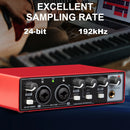 MD22 Recording Sound Card 48V Phantom Power USB Audio Interface 24-bit/192 KHZ for Audio Equipment Guitar