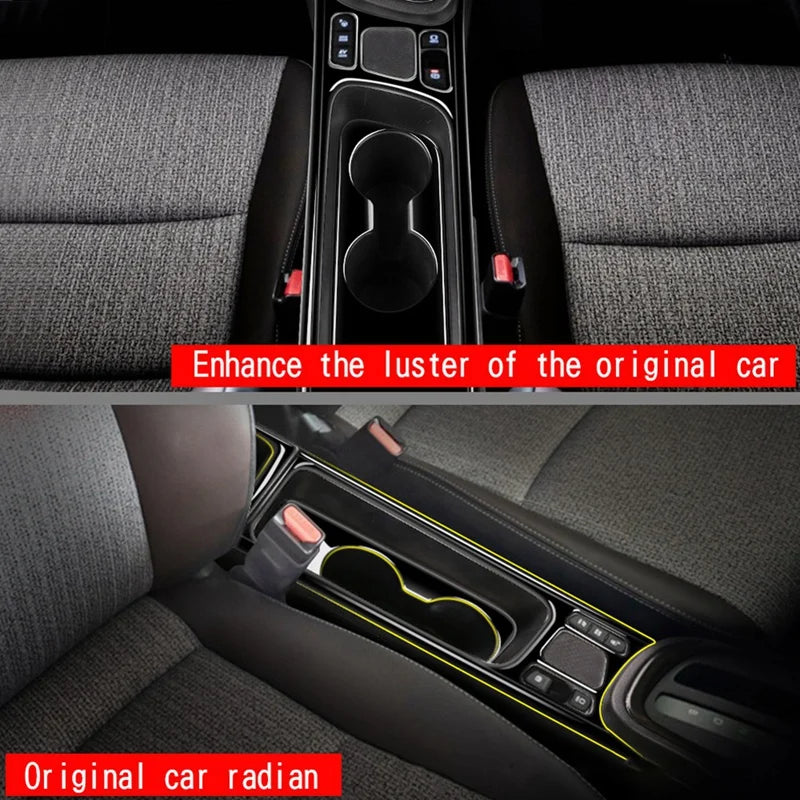 Carbon Fiber Center Console Water Cup Holder Decoration Cover Trim Stickers For Toyota Yaris CROSS 2021 2022 RHD