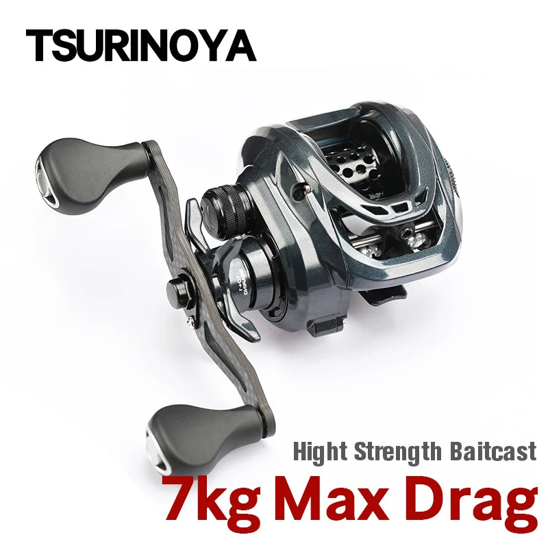 TSURINOYA Low Profile Bait Cast Reel DARK WOLF 150 7kg Drag Hight Strength Baitcasting Reel 7.1:1 182g Long Casting Fsihing Reel