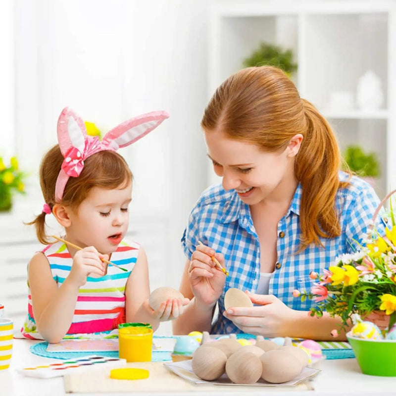 5PCS Unpainted Wooden Easter Eggs Fake for Easter Craft Ornament Kids DIY Decoration and Basket Fillers