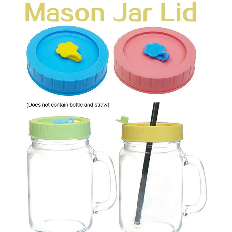 Universal Mason Jar Lids With Straw Hole 70mm Diameter Drinking Storage Cap Wide Mouth Leak Proof Kitchen Supplies