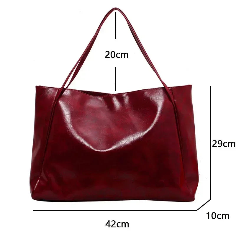 Women Tote Bag Fashion Underarm Pouch Large Capacity Soft Pu Leather Shoulder Bag Retro Crossbody Bag Casual Portable BucketBags