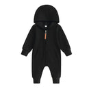 Pudcoco Infant Newborn Baby Jumpsuit, Long Sleeve Hooded Zip-up Solid Fall Romper Clothes for Boys Girls 0-12M