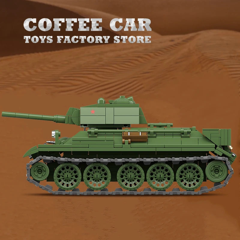 M4A3 Medium Tank Building Blocks T34/76 Armored Cars Bricks Model WW2 Classic Military Toys Adult Boys Kids Christmas Gifts DIY