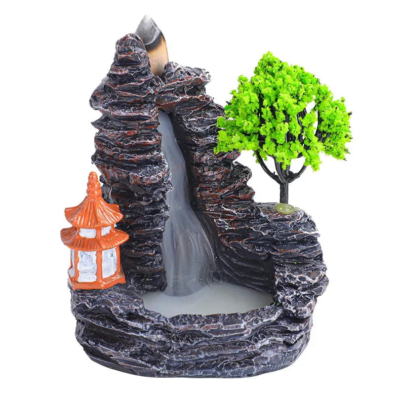 2024 Resin Reflux Incense Burner Tower Sandalwood Decoration Home Indoor Aromatherapy Mosquito Repellent Incense Burner Ornament