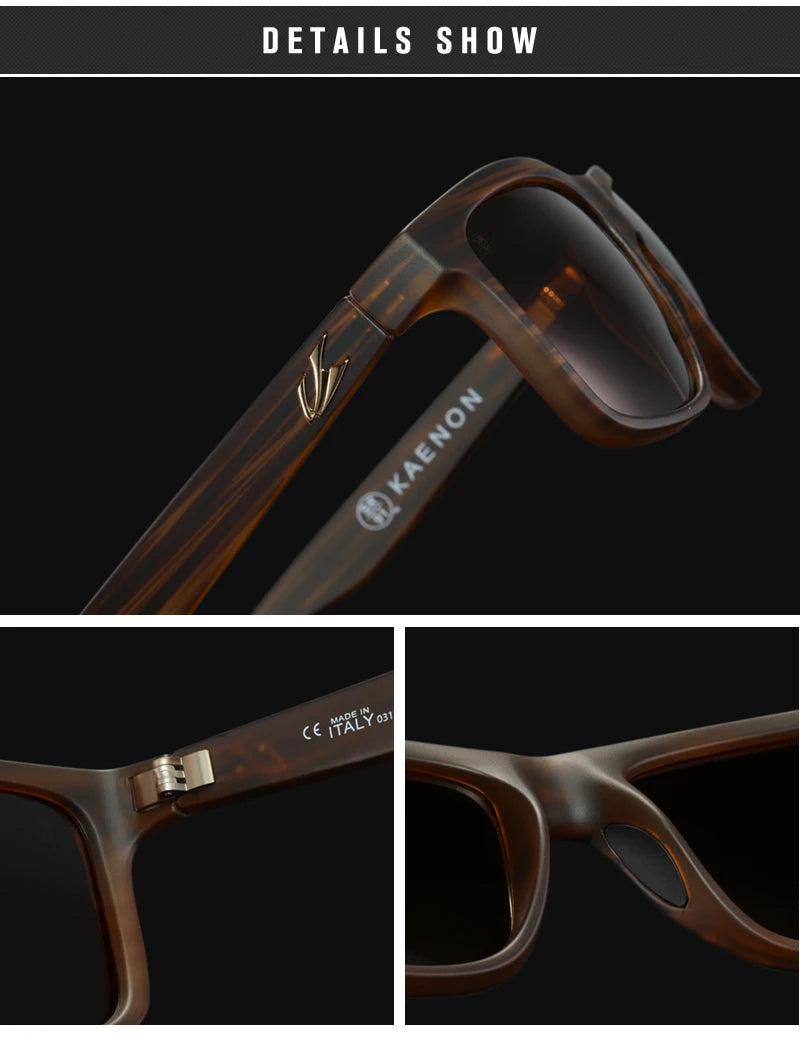 Brand KAENON Fashion Men Polarized Sunglasses Classic Square Vintager Designer Eyewear Cycling Hiking Camping Golf Sun Glasses