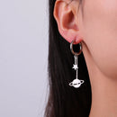 Skyrim Stainless Steel Gold Color Hoop Earrings Women Heart Star Saturn Pendant Tassel Earrings Fashion Jewelry Christmas Gift