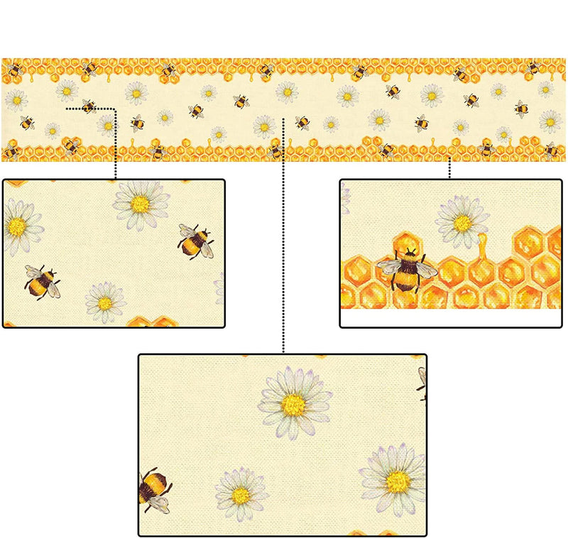 Summer Bee Daisy Linen Table Runners Holiday Party Decorations Washable Dining Table Runners Boy Girl Bithday Table Decor