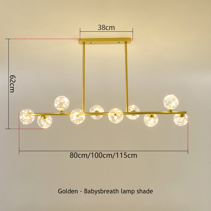 SANDYHA Modern Simple Bubble Ball Long Strip Chandeliers Minimalist Creative Hanging Lights Magic Bean Iron Art Restaurant Lamp