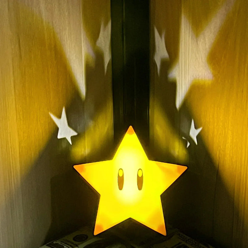 Luz LED nocturna de Super Mario Bros, lámpara de ladrillo, estatua de estrella, lámpara de mesa de carga USB, juguetes, regalos