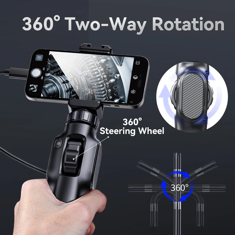 Two-Way Articulating Borescope Industrial Endoscope with 8.5mm Articulating Camera Pipe Cars Inspection Camera For Android IOS