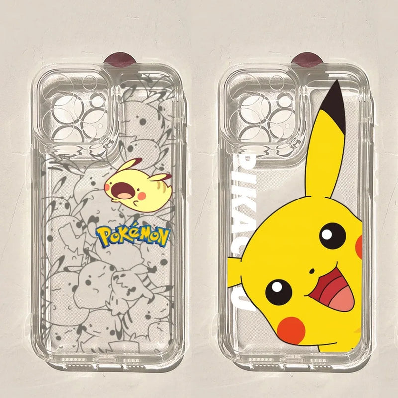 Pokmon Pikachu Phone Case For iPhone 15 14 13 11 12 Pro Max Xs X Mini 7 8 PLUS Coque Transparent Cover