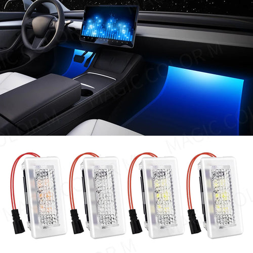 For Tesla Model 3 Y S X LED Atmosphere Foot-Well Lights Car Interior Lighting Floor Door Puddle Decorative Lamp Auto Accessories