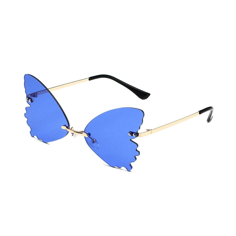 2022 Vintage Dragonfly Wings Sunglasses Fashion Rimless Women Clear Lens Eyewear Men Pink Sun Glasses UV400 Eyewear Female