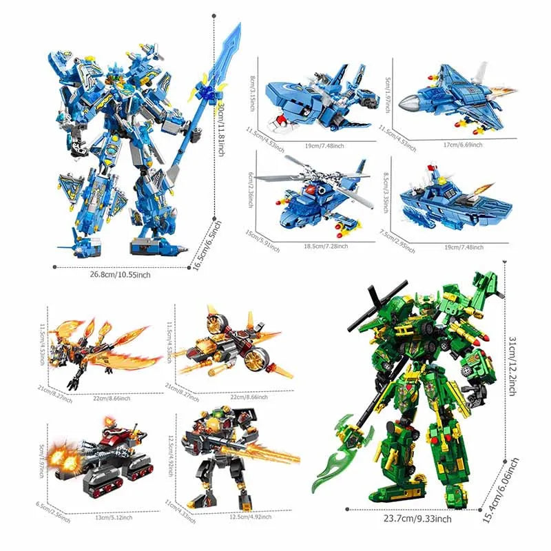 SEMBO Transforming Mech Robot Assemblage Building Blocks Kits MOC Tank Helicopter Fighter Battleship Models Kids Toys Boys Gifts